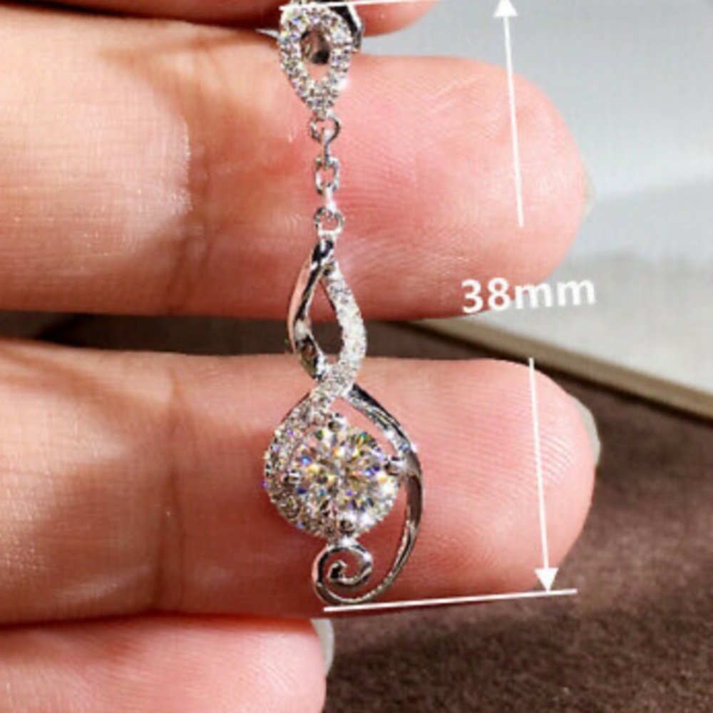 NEW Elegant 925 Silver Drop Earrings for Women - Picture 4 of 5